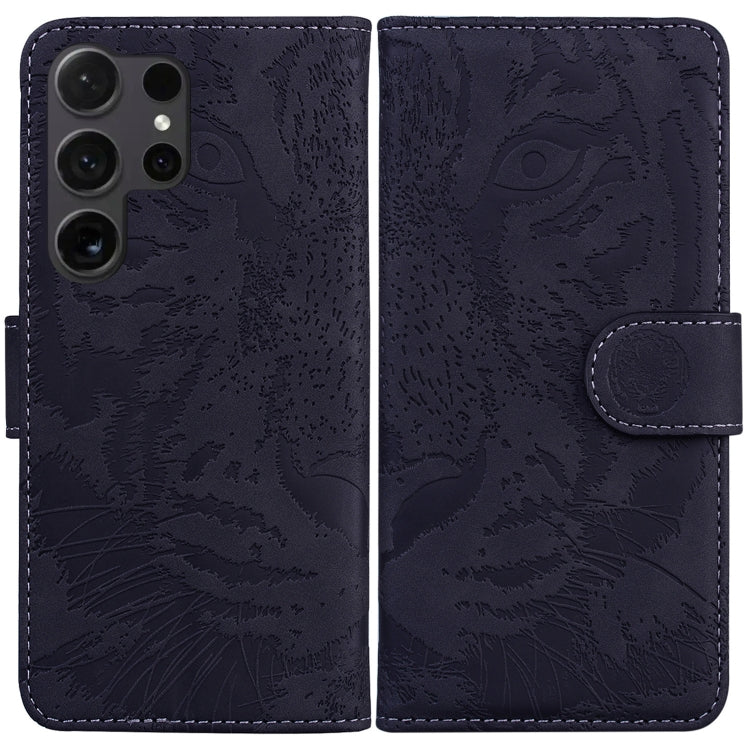For Samsung Galaxy S25 Ultra 5G Tiger Embossing Pattern Flip Leather Phone Case(Black)