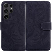 For Samsung Galaxy S25 Ultra 5G Tiger Embossing Pattern Flip Leather Phone Case(Black)