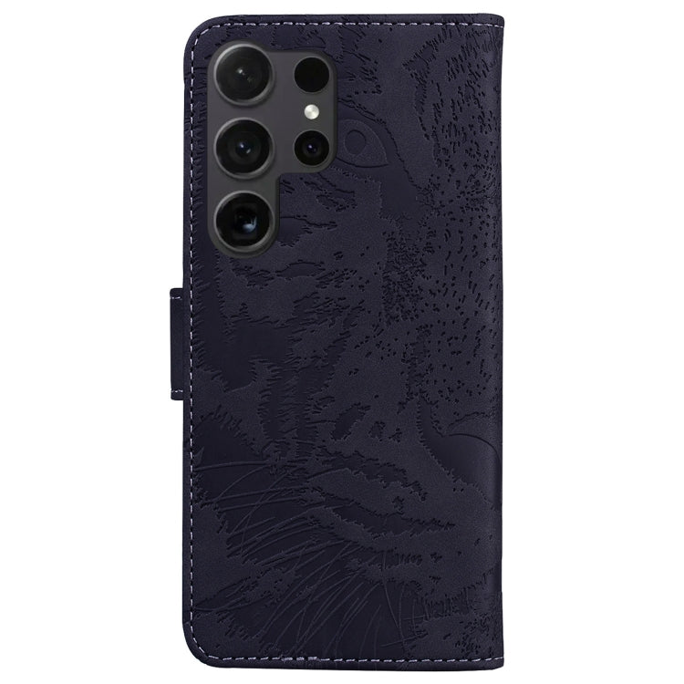 For Samsung Galaxy S25 Ultra 5G Tiger Embossing Pattern Flip Leather Phone Case(Black)