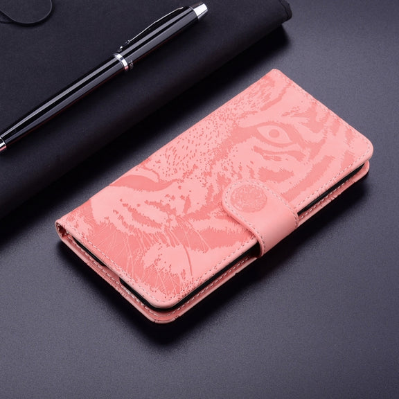 For Samsung Galaxy S25 Ultra 5G Tiger Embossing Pattern Flip Leather Phone Case(Pink)