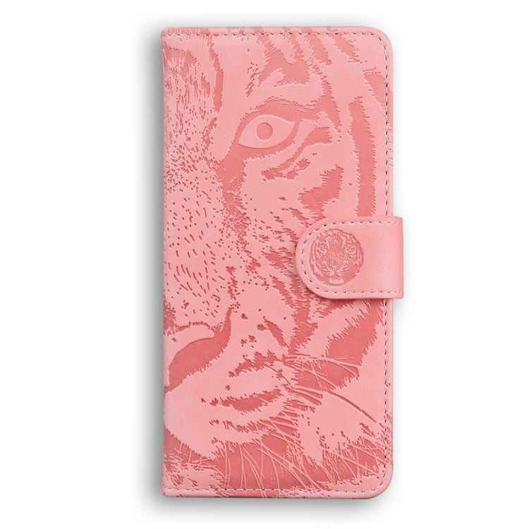 For Samsung Galaxy S25 Ultra 5G Tiger Embossing Pattern Flip Leather Phone Case(Pink)