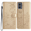 For Motorola Edge 2024 Butterflies and Flowers Leather Phone Case(Gold) - Motorola Cases by PMC Jewellery | Online Shopping South Africa | PMC Jewellery | Buy Now Pay Later Mobicred