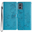 For Motorola Edge 2024 Butterflies and Flowers Leather Phone Case(Blue) - Motorola Cases by PMC Jewellery | Online Shopping South Africa | PMC Jewellery | Buy Now Pay Later Mobicred