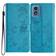 For Motorola Moto G Play 2024 Butterflies and Flowers Leather Phone Case(Blue) - free shipping - PMC Jewellery - Order now!