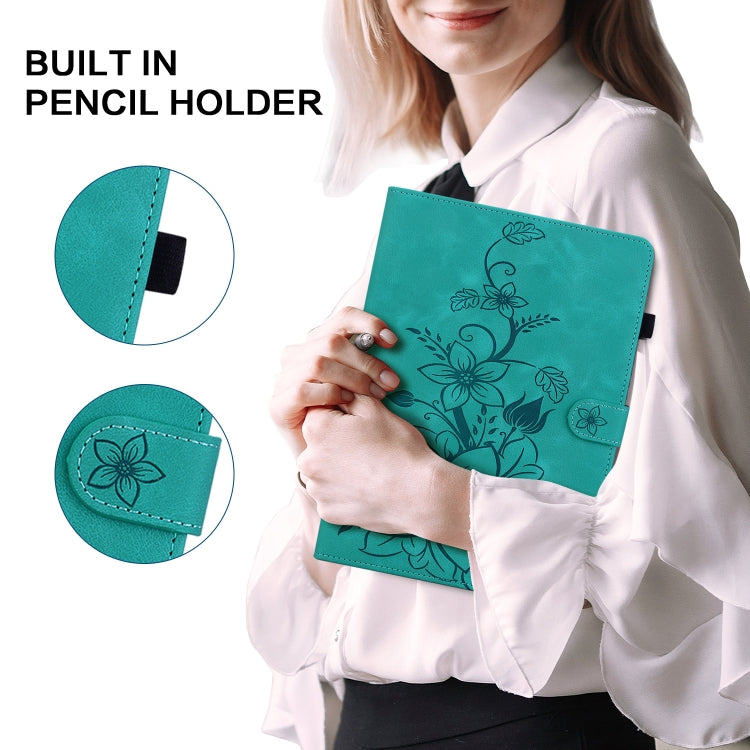 For itel Pad One 10.1 Lily Embossed Leather Tablet Case(Green)