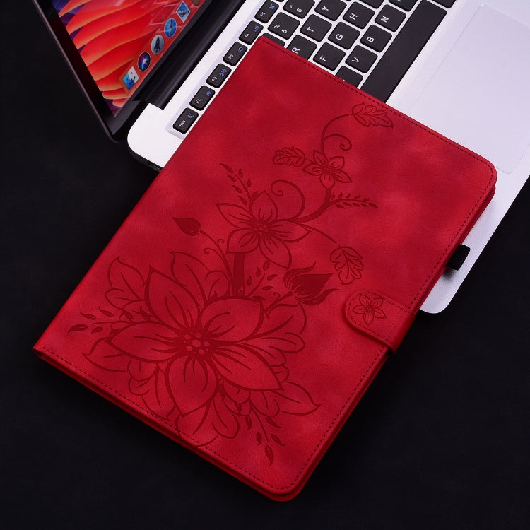 For itel Pad One 10.1 Lily Embossed Leather Tablet Case(Red)