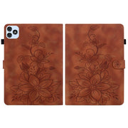 For itel VistaTab 30 Lily Embossed Leather Tablet Case(Brown)