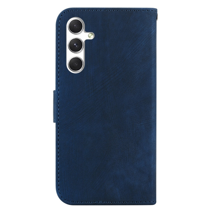 For Samsung Galaxy S25 5G Little Tiger Embossed Leather Phone Case(Dark Blue)