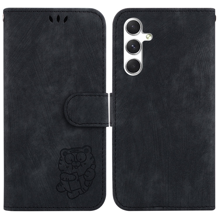 For Samsung Galaxy S25 5G Little Tiger Embossed Leather Phone Case(Black)