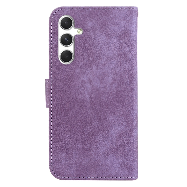 For Samsung Galaxy S25+ 5G Little Tiger Embossed Leather Phone Case(Purple)