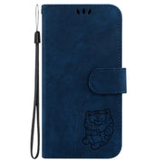 For Samsung Galaxy S25+ 5G Little Tiger Embossed Leather Phone Case(Dark Blue)