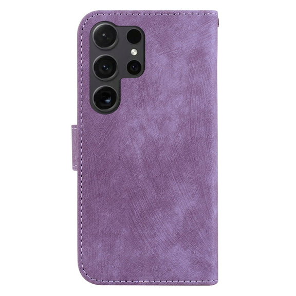 For Samsung Galaxy S25 Ultra 5G Little Tiger Embossed Leather Phone Case(Purple)
