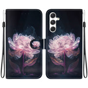 For Samsung Galaxy S25 5G Crystal Texture Colored Drawing Leather Phone Case(Purple Peony)
