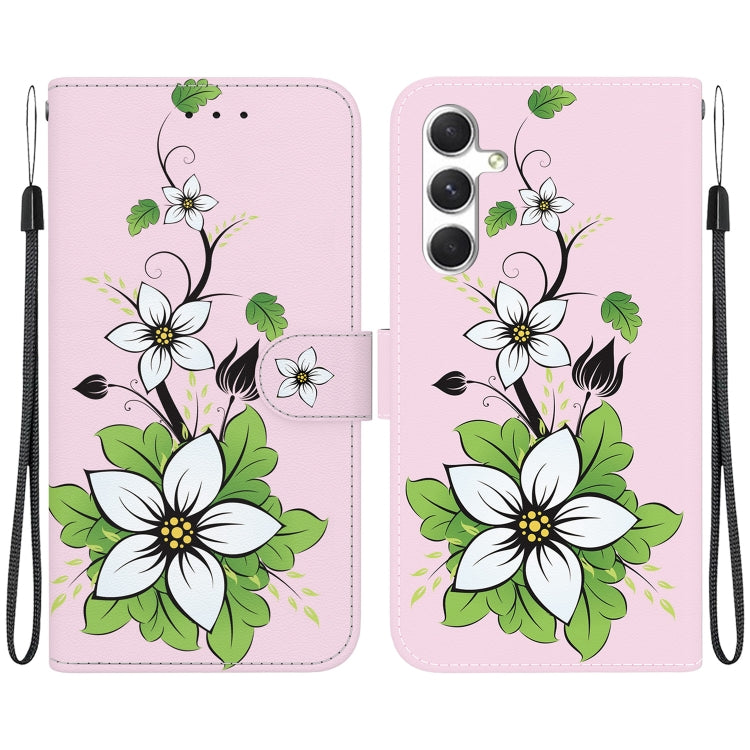 For Samsung Galaxy S25 5G Crystal Texture Colored Drawing Leather Phone Case(Lily)