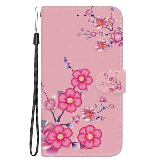 For Samsung Galaxy S25 5G Crystal Texture Colored Drawing Leather Phone Case(Cherry Blossoms)