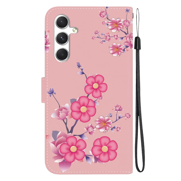 For Samsung Galaxy S25 5G Crystal Texture Colored Drawing Leather Phone Case(Cherry Blossoms)