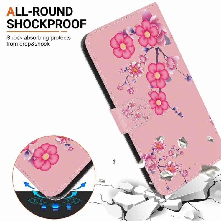 For Samsung Galaxy S25 5G Crystal Texture Colored Drawing Leather Phone Case(Cherry Blossoms)