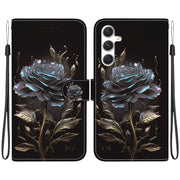 For Samsung Galaxy S25+ 5G Crystal Texture Colored Drawing Leather Phone Case(Black Rose)