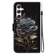 For Samsung Galaxy S25+ 5G Crystal Texture Colored Drawing Leather Phone Case(Black Rose)