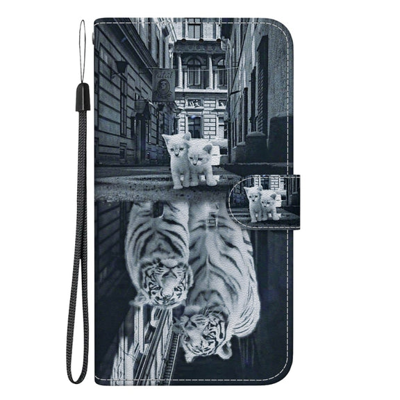 For Samsung Galaxy S25+ 5G Crystal Texture Colored Drawing Leather Phone Case(Cat Tiger Reflection)