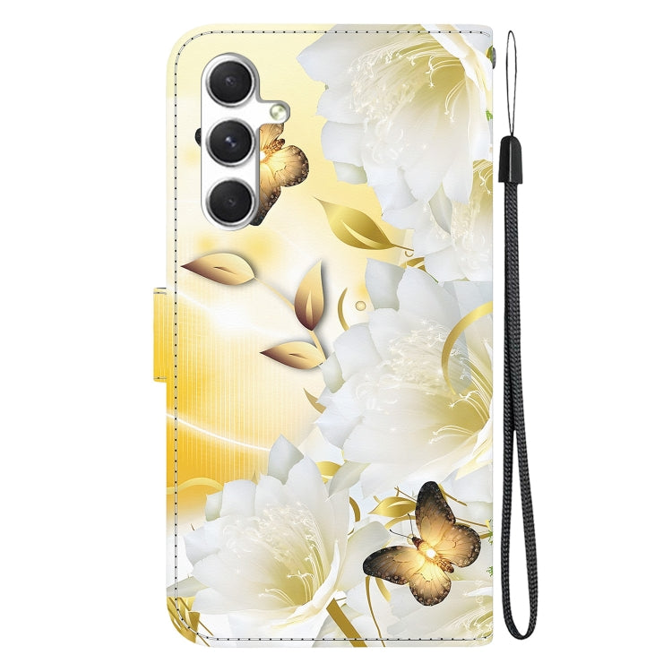For Samsung Galaxy S25+ 5G Crystal Texture Colored Drawing Leather Phone Case(Gold Butterfly Epiphyllum)