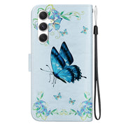 For Samsung Galaxy S25+ 5G Crystal Texture Colored Drawing Leather Phone Case(Blue Pansies)