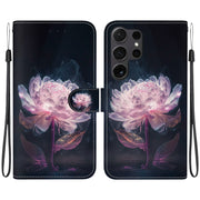 For Samsung Galaxy S25 Ultra 5G Crystal Texture Colored Drawing Leather Phone Case(Purple Peony)