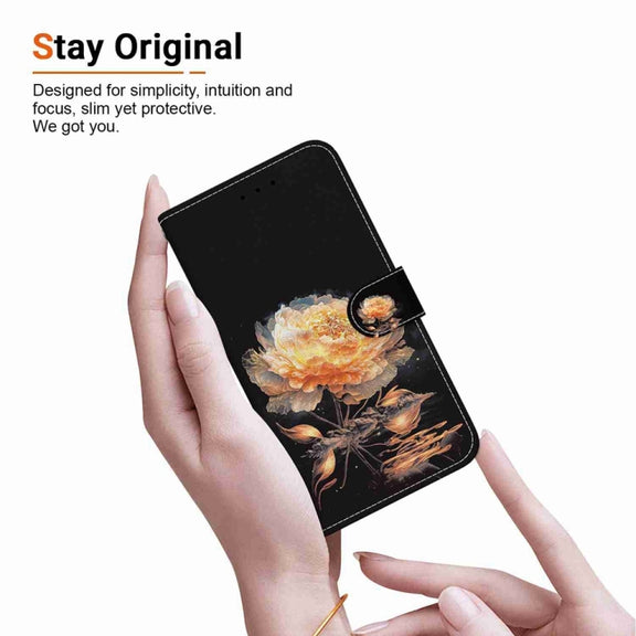 For Samsung Galaxy S25 Ultra 5G Crystal Texture Colored Drawing Leather Phone Case(Gold Peony)