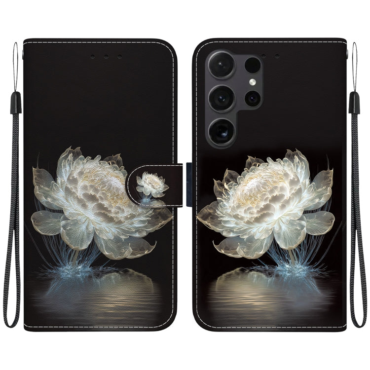 For Samsung Galaxy S25 Ultra 5G Crystal Texture Colored Drawing Leather Phone Case(Crystal Peony)