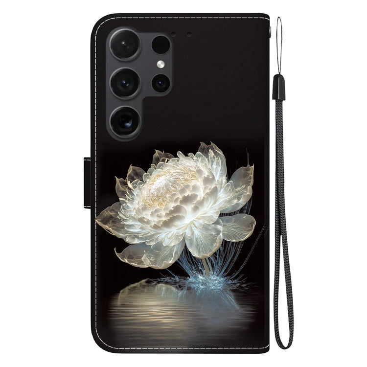 For Samsung Galaxy S25 Ultra 5G Crystal Texture Colored Drawing Leather Phone Case(Crystal Peony)