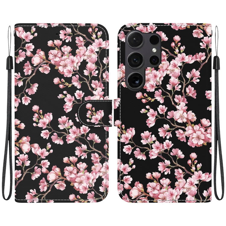 For Samsung Galaxy S25 Ultra 5G Crystal Texture Colored Drawing Leather Phone Case(Plum Bossom)