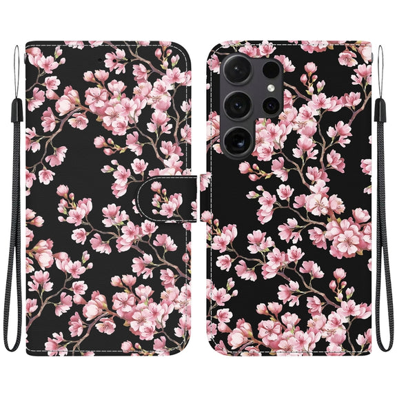 For Samsung Galaxy S25 Ultra 5G Crystal Texture Colored Drawing Leather Phone Case(Plum Bossom)