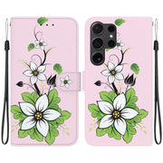 For Samsung Galaxy S25 Ultra 5G Crystal Texture Colored Drawing Leather Phone Case(Lily)