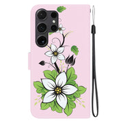 For Samsung Galaxy S25 Ultra 5G Crystal Texture Colored Drawing Leather Phone Case(Lily)