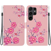 For Samsung Galaxy S25 Ultra 5G Crystal Texture Colored Drawing Leather Phone Case(Cherry Blossoms)