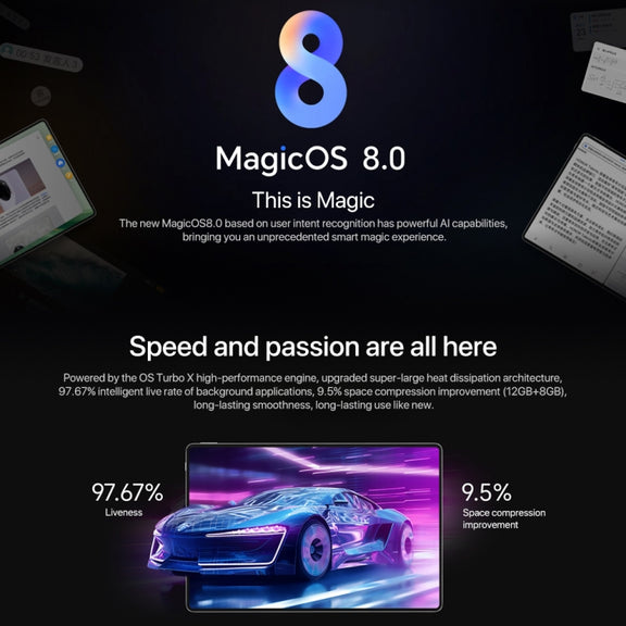 Honor MagicPad2 WiFi Tablet PC, 8GB+256GB, 12.3 inch MagicOS 8.0.1 Qualcomm Snapdragon 8s Gen 3 Octa Core(Black)