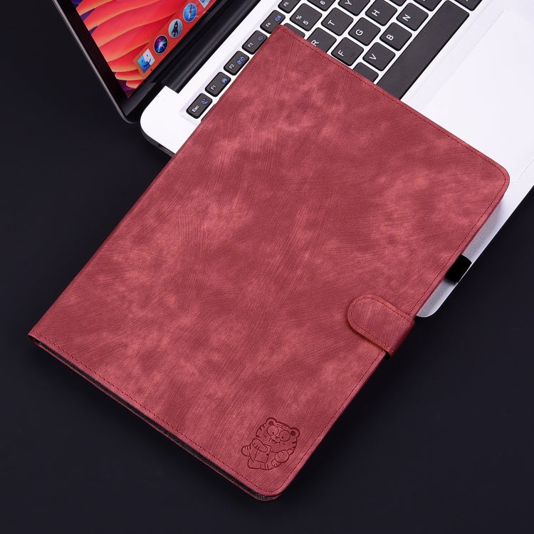 For Huawei MatePad SE 11 2024 Tiger Pattern Flip Leather Tablet Case(Red)