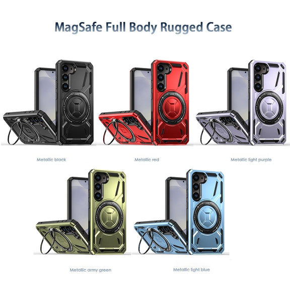 For Samsung Galaxy S25 5G Armor II Series MagSafe Magnetic Holder Phone Case(Red)