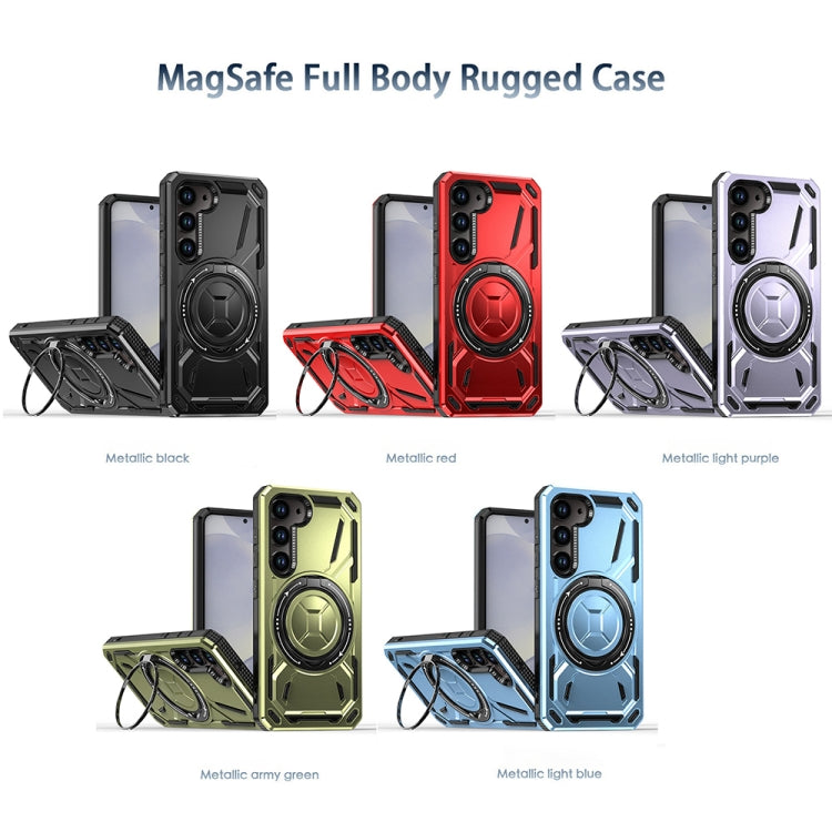 For Samsung Galaxy S25 5G Armor II Series MagSafe Magnetic Holder Phone Case(Light Blue)