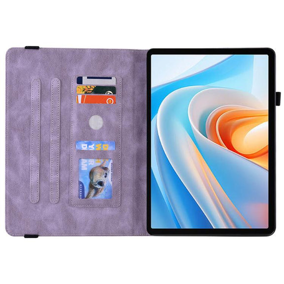 For itel VistaTab 30 Butterfly Flower Embossed Leather Tablet Case(Purple)