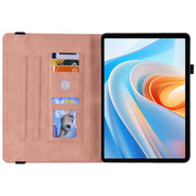 For itel VistaTab 30 Butterfly Flower Embossed Leather Tablet Case(Rose Gold)