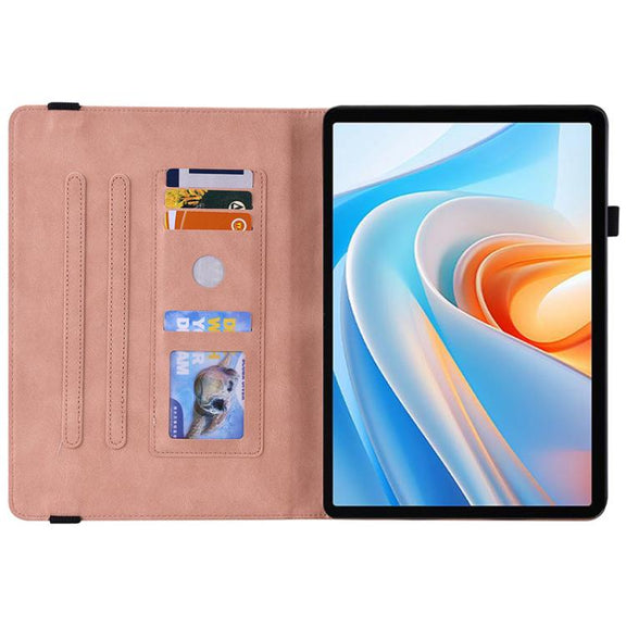 For itel VistaTab 30 Butterfly Flower Embossed Leather Tablet Case(Rose Gold)