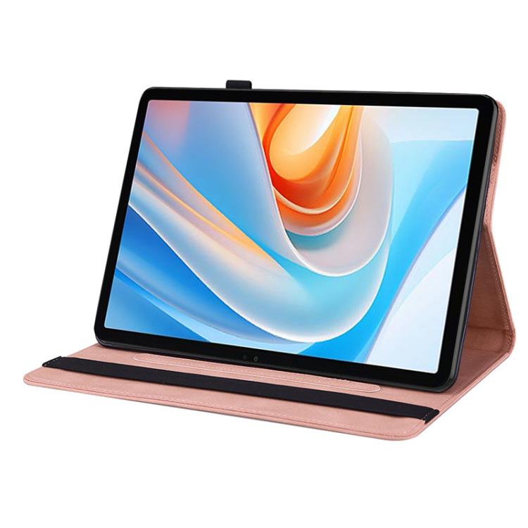For itel VistaTab 30 Butterfly Flower Embossed Leather Tablet Case(Rose Gold)