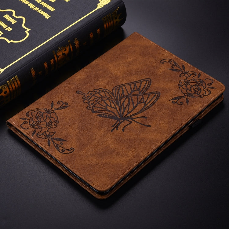 For Huawei MatePad SE 11 2024 Butterfly Flower Embossed Leather Tablet Case(Brown)