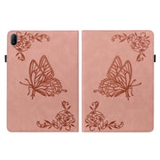 For Huawei MatePad SE 11 2024 Butterfly Flower Embossed Leather Tablet Case(Rose Gold)