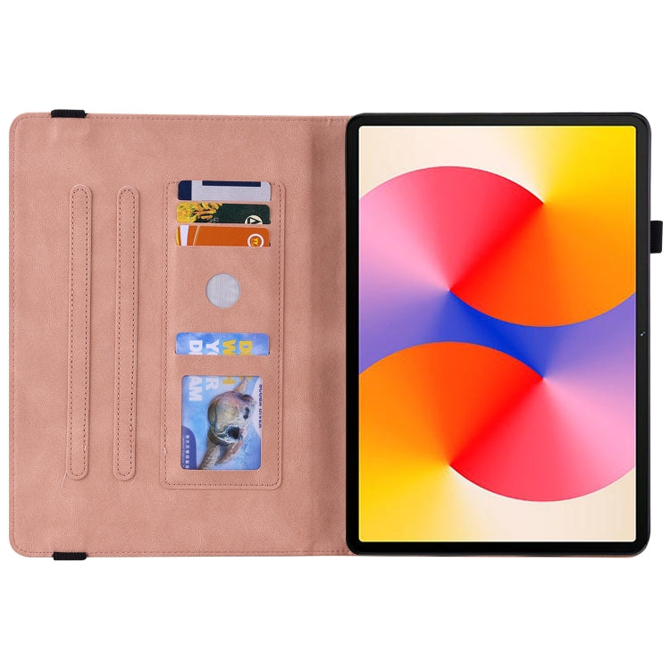 For Huawei MatePad SE 11 2024 Butterfly Flower Embossed Leather Tablet Case(Rose Gold)