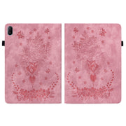 For Huawei MatePad SE 11 2024 Butterfly Rose Embossed Leather Tablet Case(Pink)