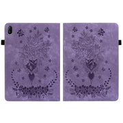 For Huawei MatePad SE 11 2024 Butterfly Rose Embossed Leather Tablet Case(Purple)