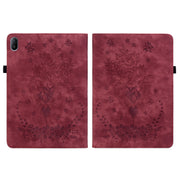 For Huawei MatePad SE 11 2024 Butterfly Rose Embossed Leather Tablet Case(Red)