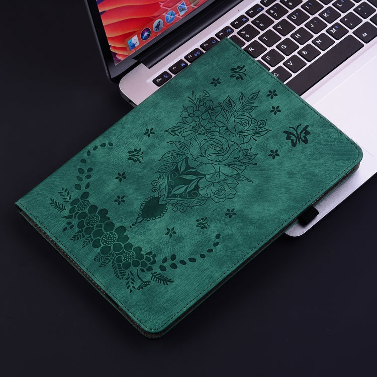 For Huawei MatePad SE 11 2024 Butterfly Rose Embossed Leather Tablet Case(Green)